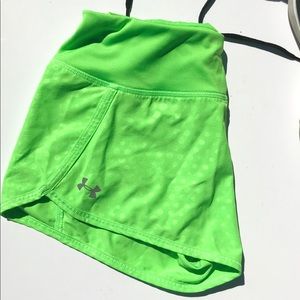 Under Armour neon green running shorts